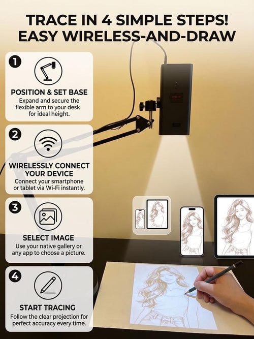 360° Art Tracing Projector: Professional-Grade Tracing Precision for Any Craft, Any Surface.