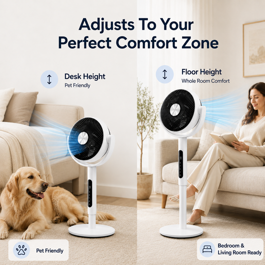 Adjustable Air Circulator Fan, 9 Speeds & 4 Modes: Quiet Power