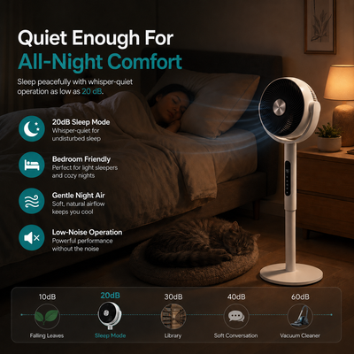 Adjustable Air Circulator Fan, 9 Speeds & 4 Modes: Quiet Power