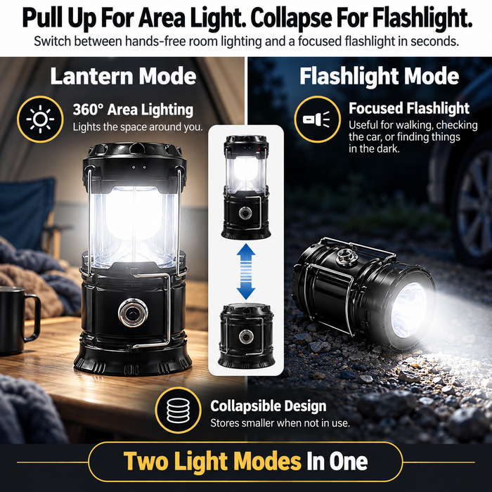 Four lanterns. One in every room. Nobody scrambles in the dark.