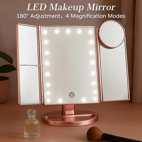 Trifold Lighted Makeup Vanity Mirror