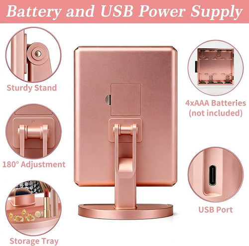 Trifold Lighted Makeup Vanity Mirror