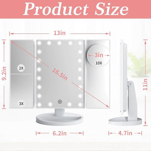 Trifold Lighted Makeup Vanity Mirror
