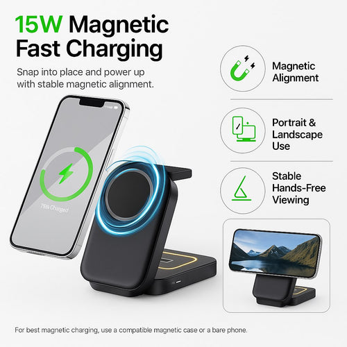 3-in-1 Foldable Magnetic Wireless Charger