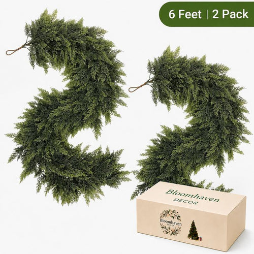 Real-Touch Faux Cedar Garland 6 FT 2-Pack