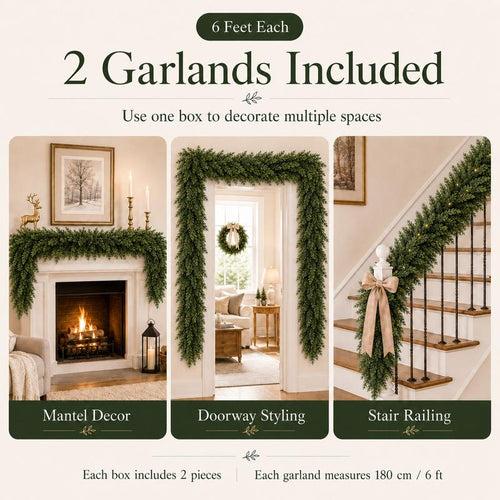 Real-Touch Faux Cedar Garland 6 FT 2-Pack