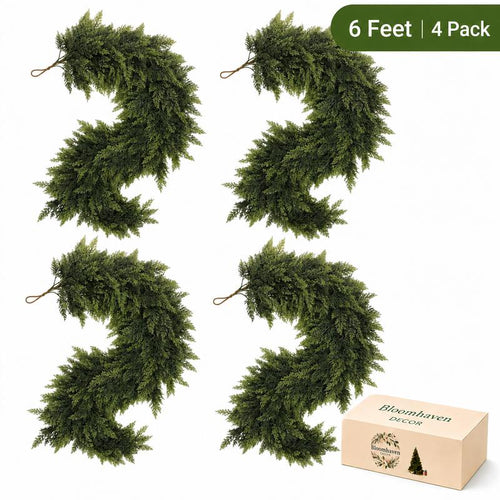 Real-Touch Faux Cedar Garland 6 FT 2-Pack