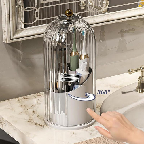 360 Rotating Toothbrush Holder: Covered Countertop Storage
