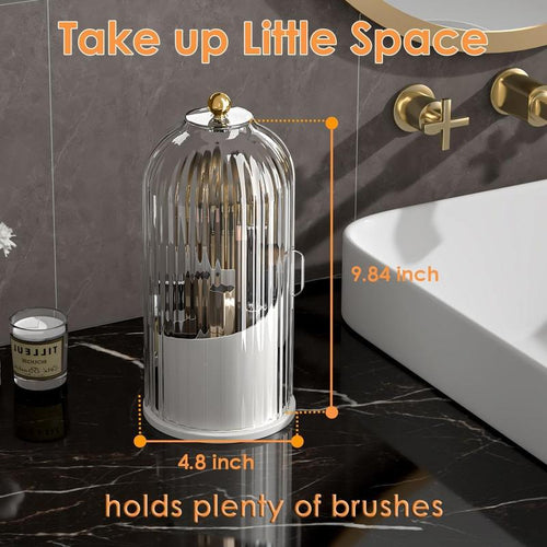 360 Rotating Toothbrush Holder: Covered Countertop Storage