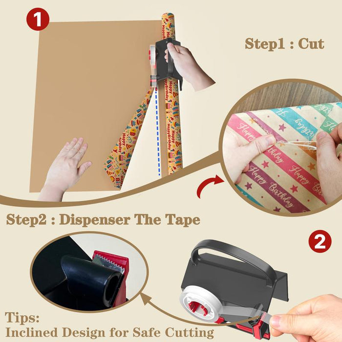 The cutter and the tape on the same tool. One glide, straight edge.